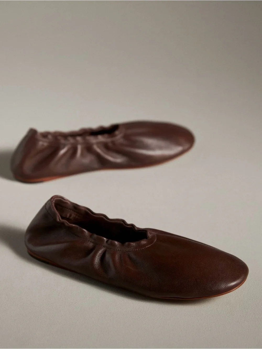 PILCRO (Anthropologie) leather brown Glove Ballet flats size 9 - Picture 2 of 6